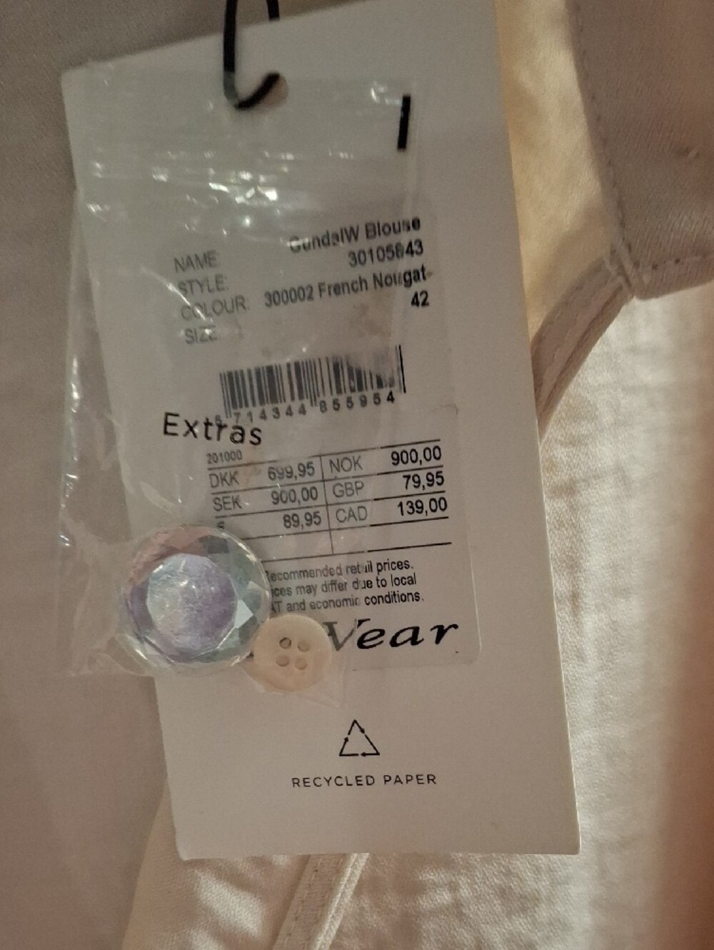 Gund Cream/Nougat Blouse with Decorative Buttons - Picture 2 of 4